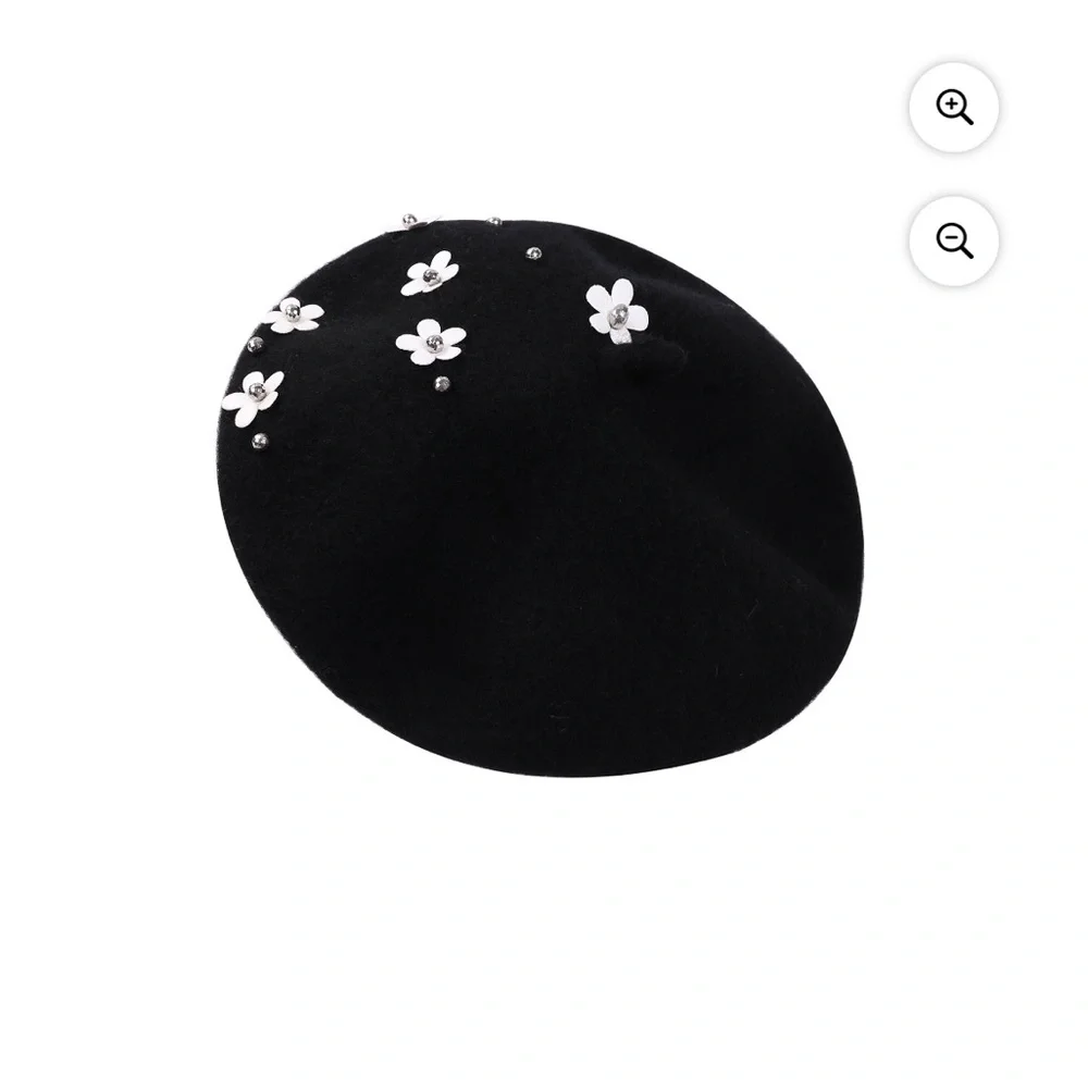 Girls Fashion Winter Warm‎ Beret Hat with Flowers, NWOT